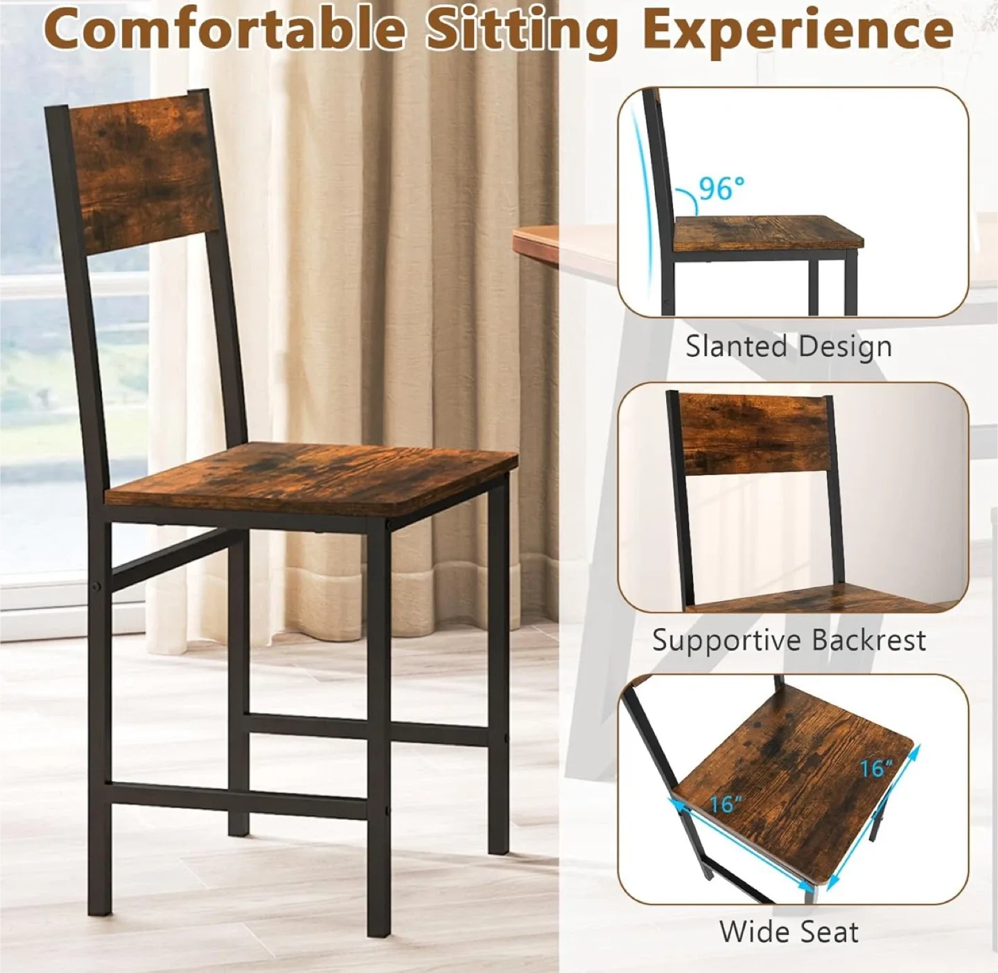 Rustic Brown & Black Metal Dining Chair- 1 image indicator(2)