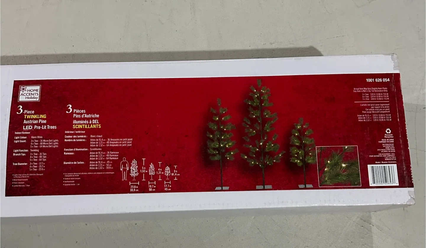 Home Accents 3-Piece Pre-Lit Austrian Pine Trees image indicator(3)