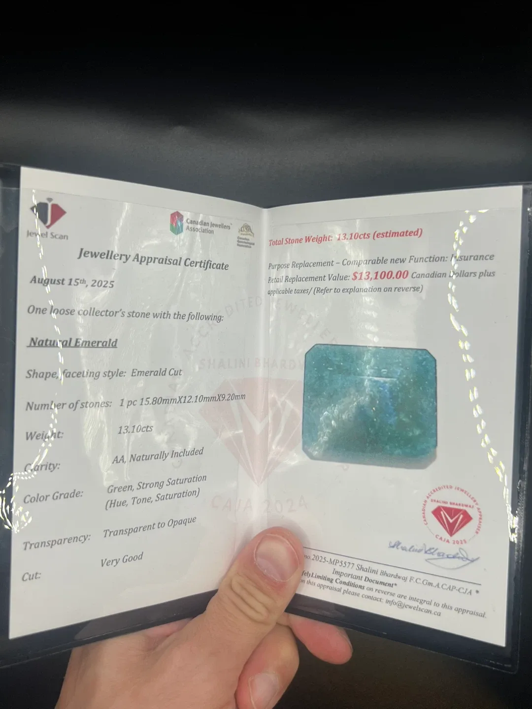 13.1 CT Natural Emerald Nexklace image indicator(3)