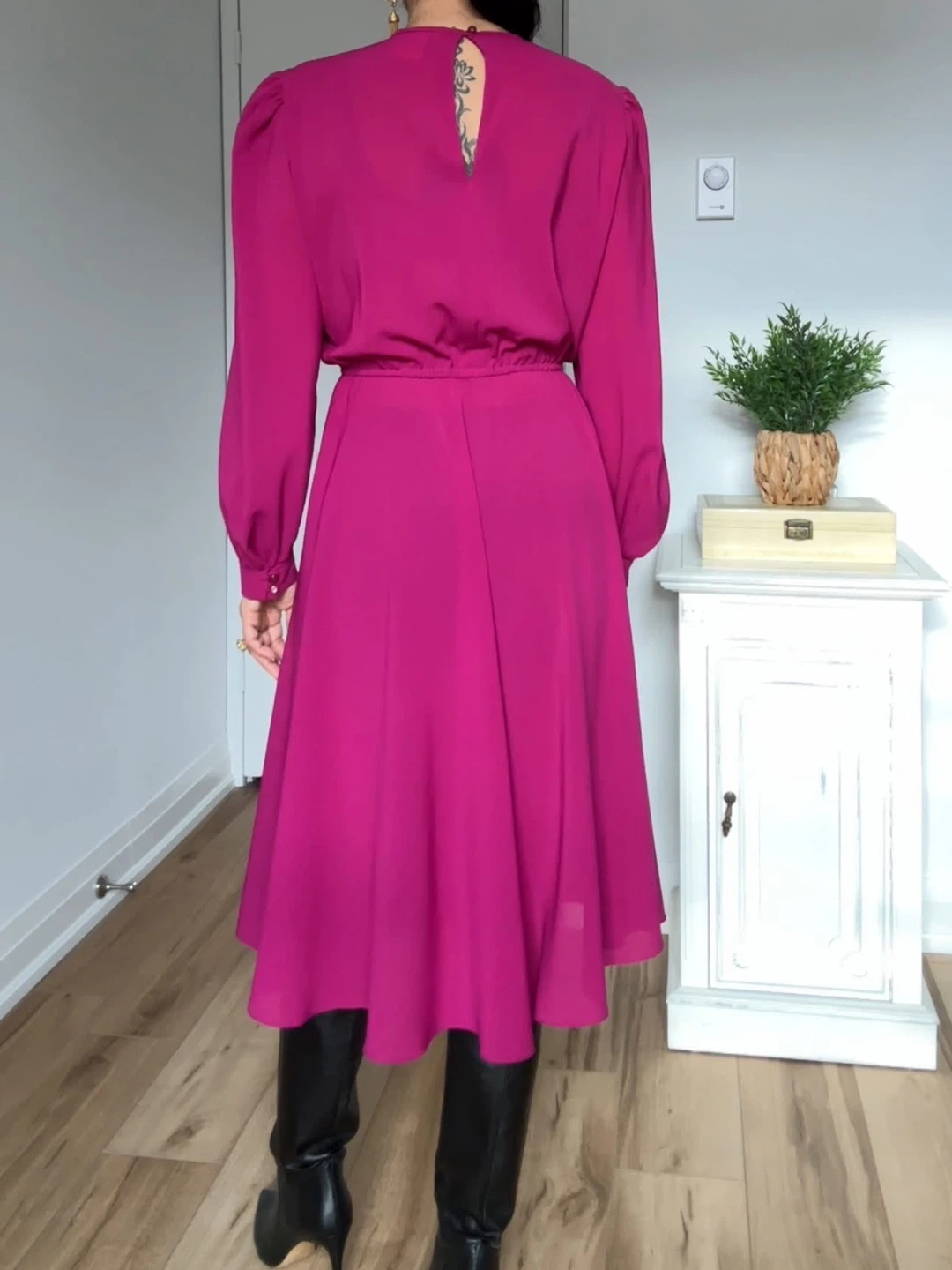Vintage 70’s Raspberry Red Chiffon Midi Dress - photo 5