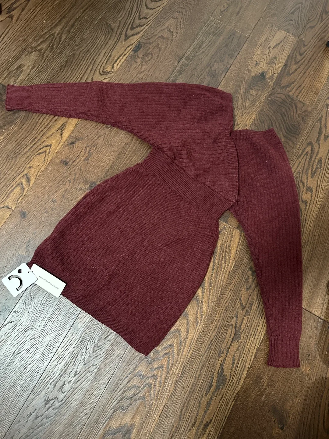 COMMENSE Burgundy Knit Mini Dress