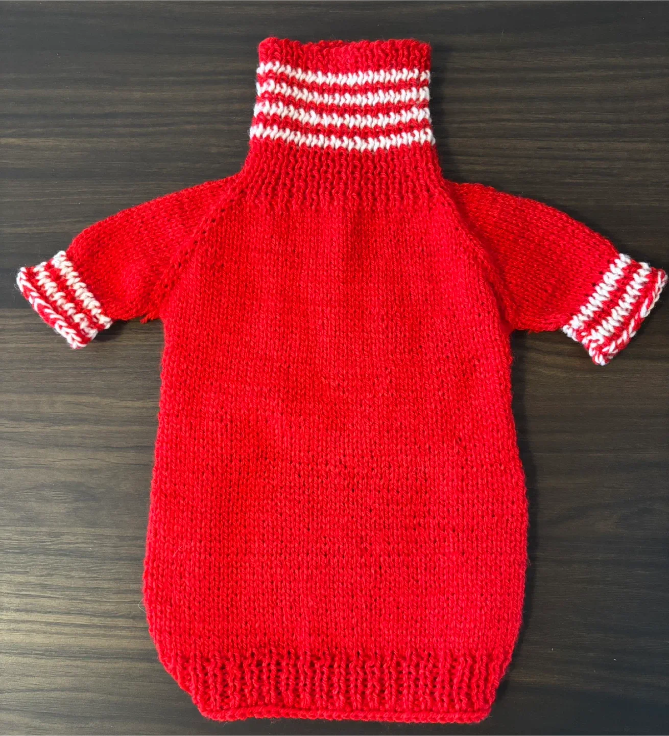 Red & White Handmade Knitted Dog Sweater
