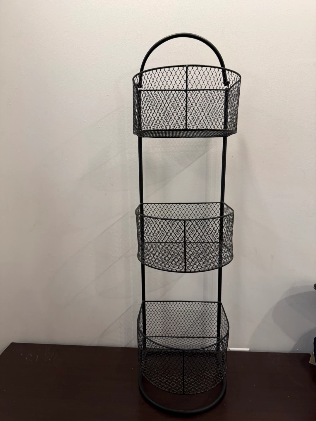 Black Metal 3-Tier Basket Stand - photo 2
