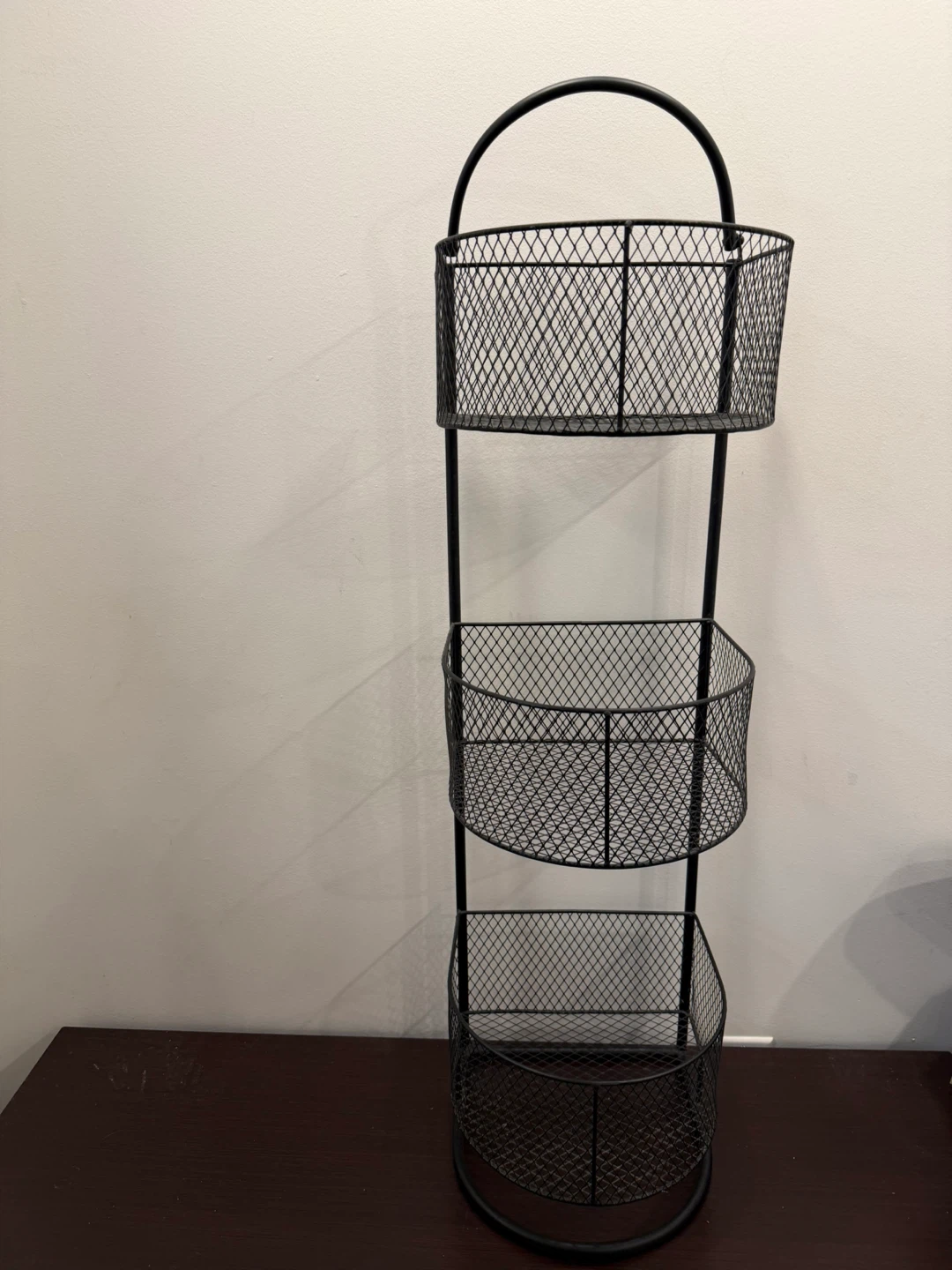 Black Metal 3-Tier Basket Stand