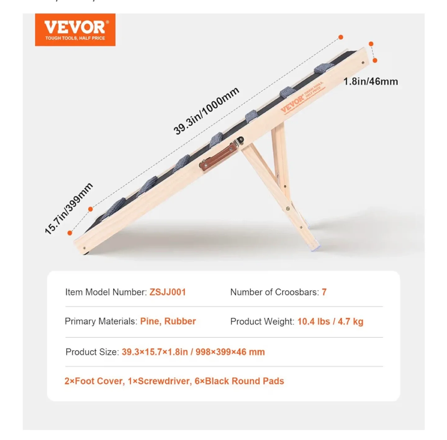 Vevor Dog Ramp - Pine Wood