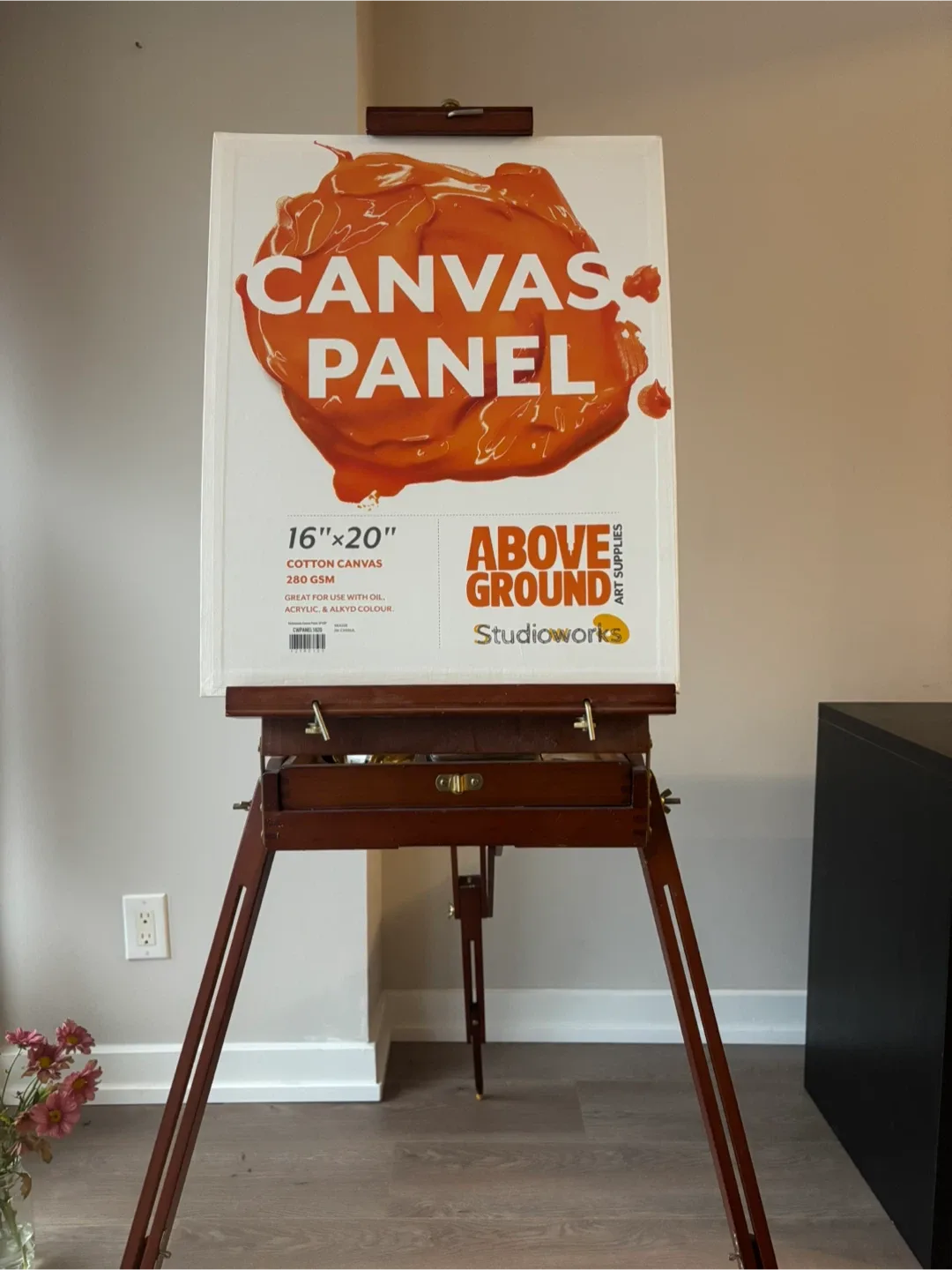 Artist Easel with Oil Paints and Brushes