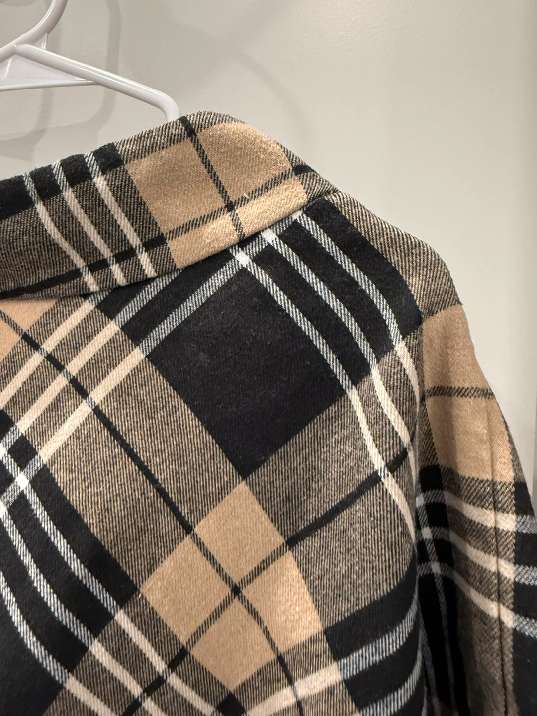 Plaid Flannel Shirt - Black, Tan, White - photo 2
