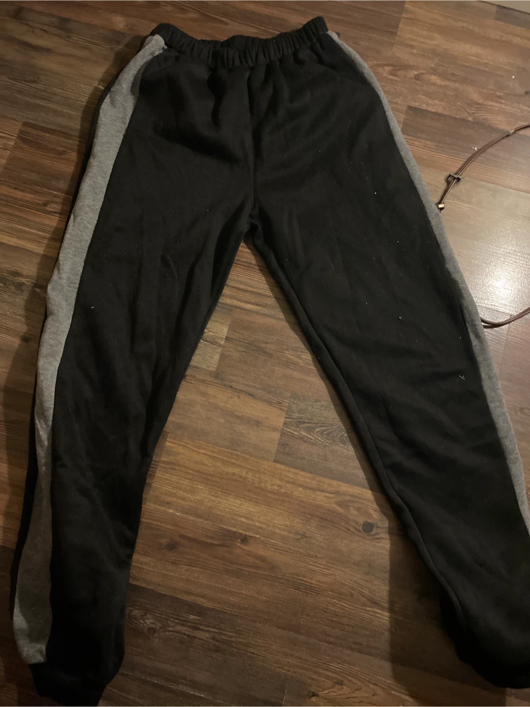 Black Jogger Pants with Grey Stripe