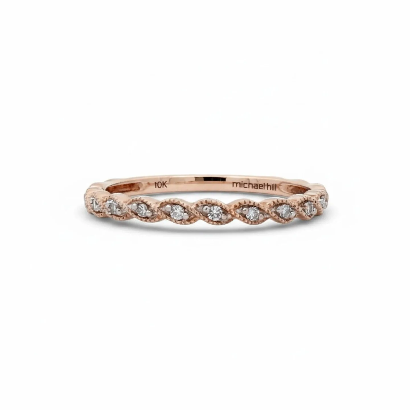 MICHAEL HILL 10K ROSE GOLD DIAMOND BAND RING - BRAND NEW, NO BOX