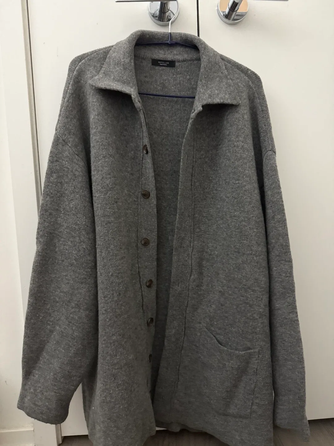 REVELLER Grey Knit Coat