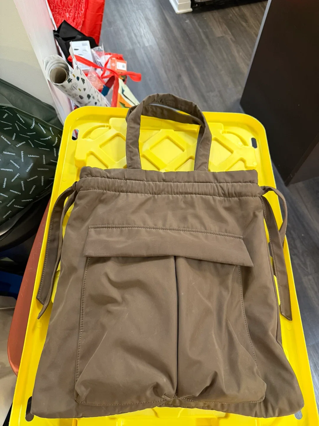 Zara Brown Tote Bag with side Ribbons