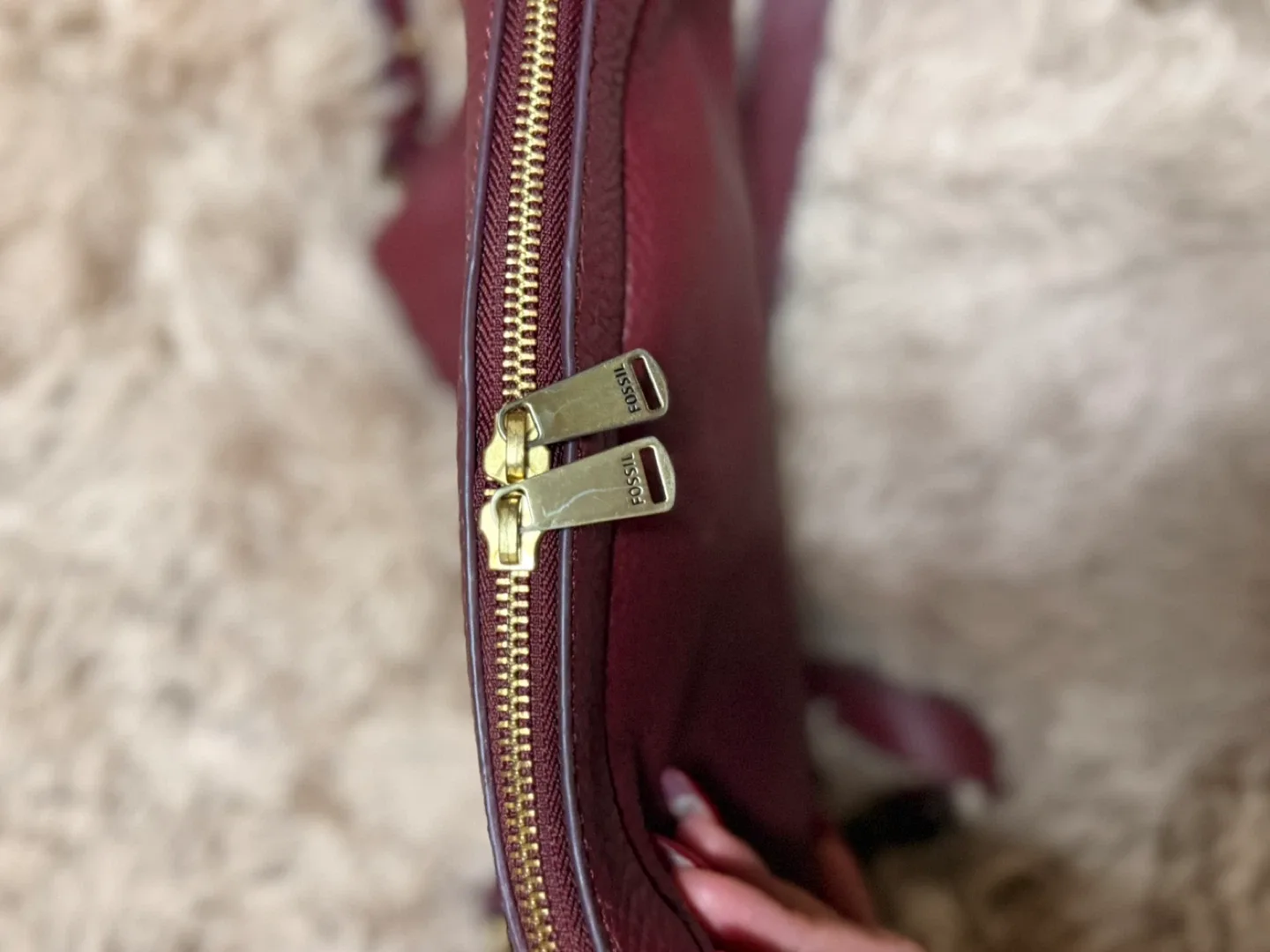 Fossil Burgundy Leather Crossbody Bag image indicator(5)