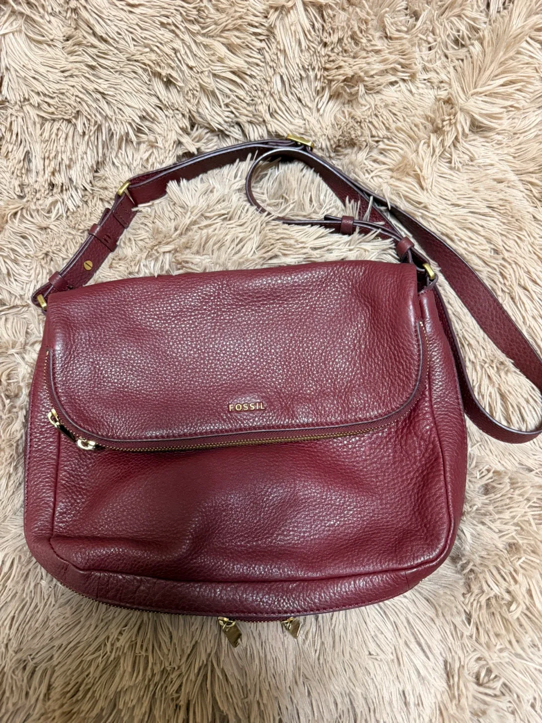 Fossil Burgundy Leather Crossbody Bag