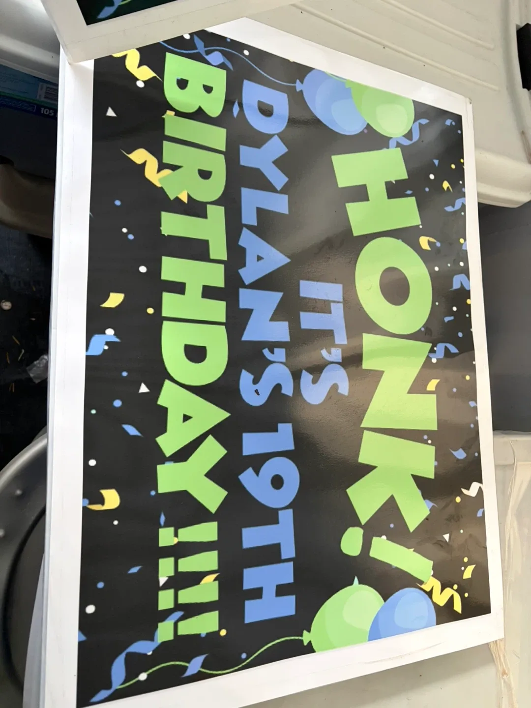 Honk! It's Dylan's 19th Birthday Sign