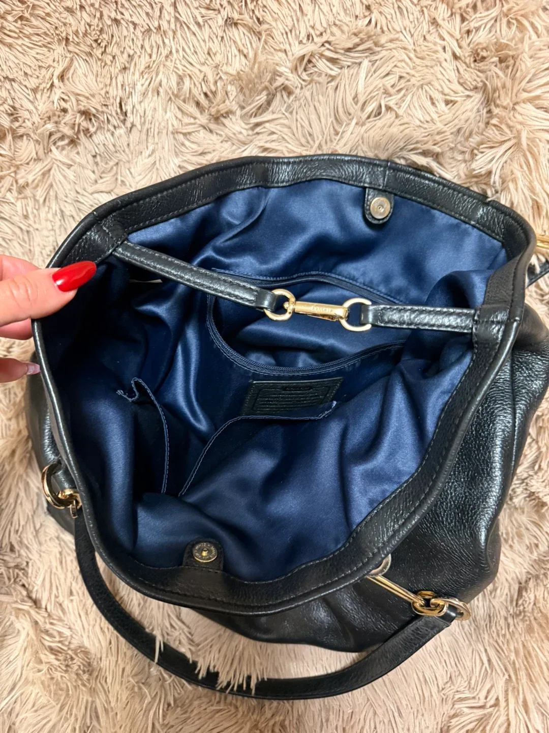 Coach Black Leather Tote Bag image indicator(6)