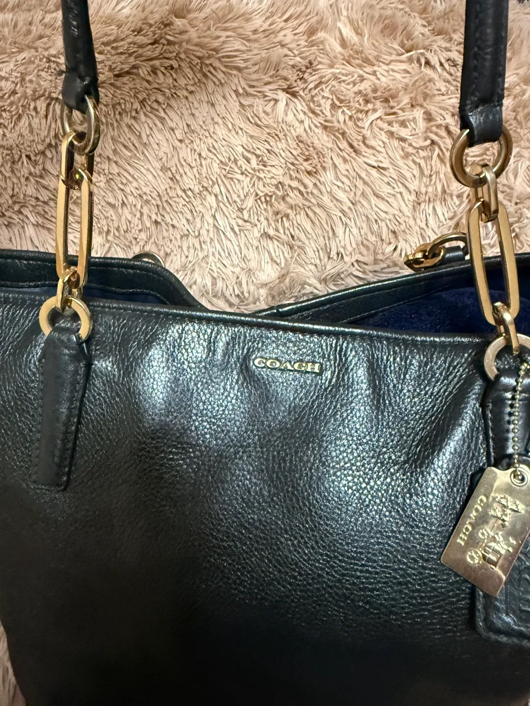 Coach Black Leather Tote Bag image indicator(4)