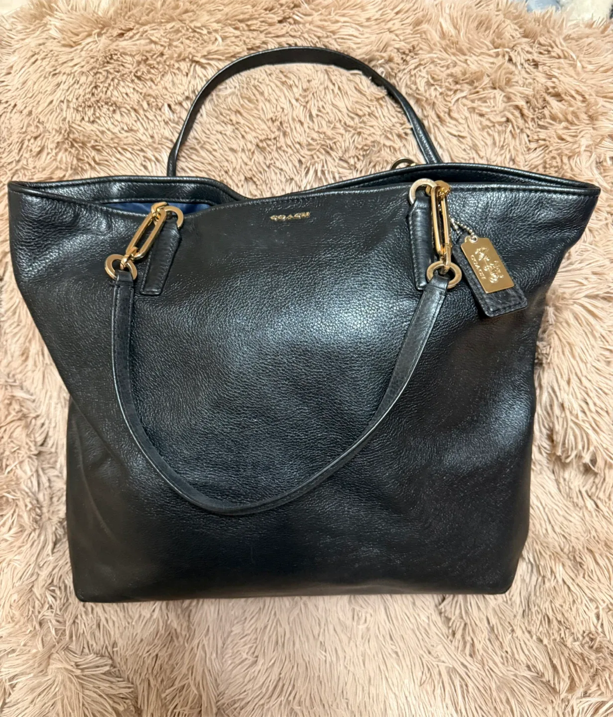 Coach Black Leather Tote Bag