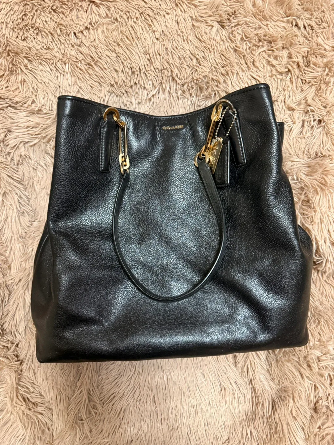 Coach Black Leather Tote Bag image indicator(7)
