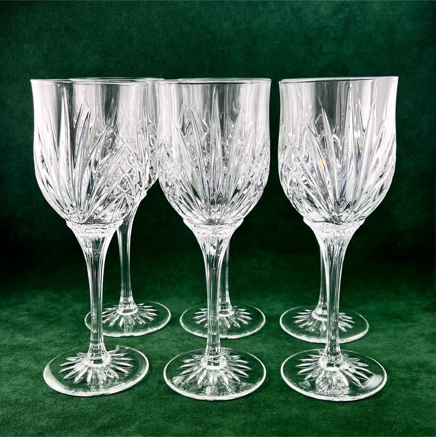 Set 6 fine crystal large water goblets