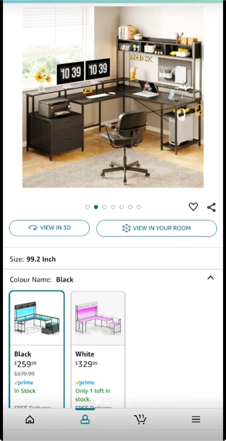 Black L-Shaped Desk with Shelves - 99.2 Inch image indicator(2)