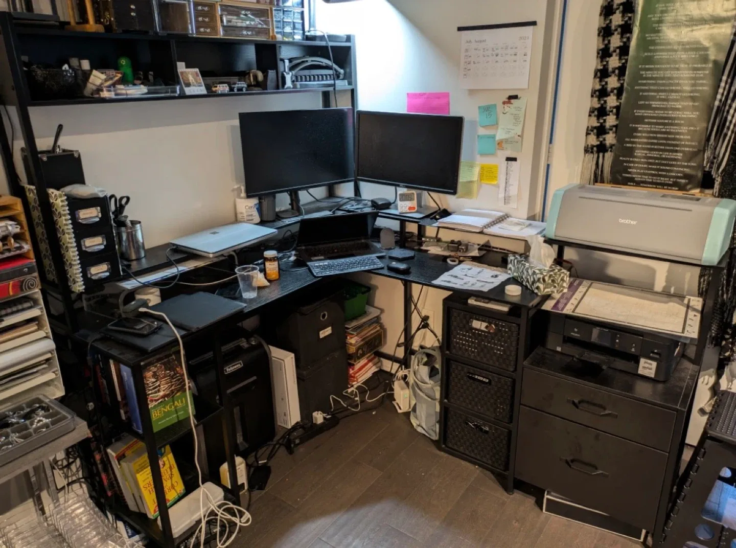 Black L-Shaped Desk with Shelves - 99.2 Inch image indicator(3)