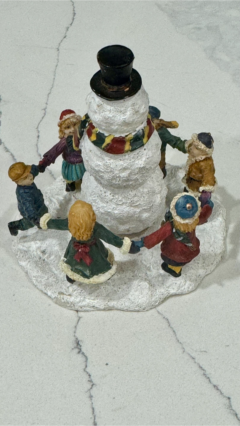 Snowman Figurine with Children Circling Around - photo 2