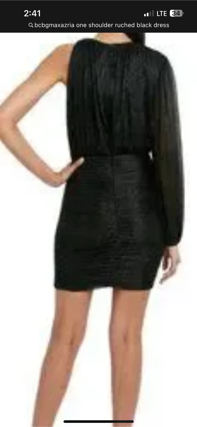BCBGMAXAZRIA One-Shoulder Ruched Black Dress - photo 4