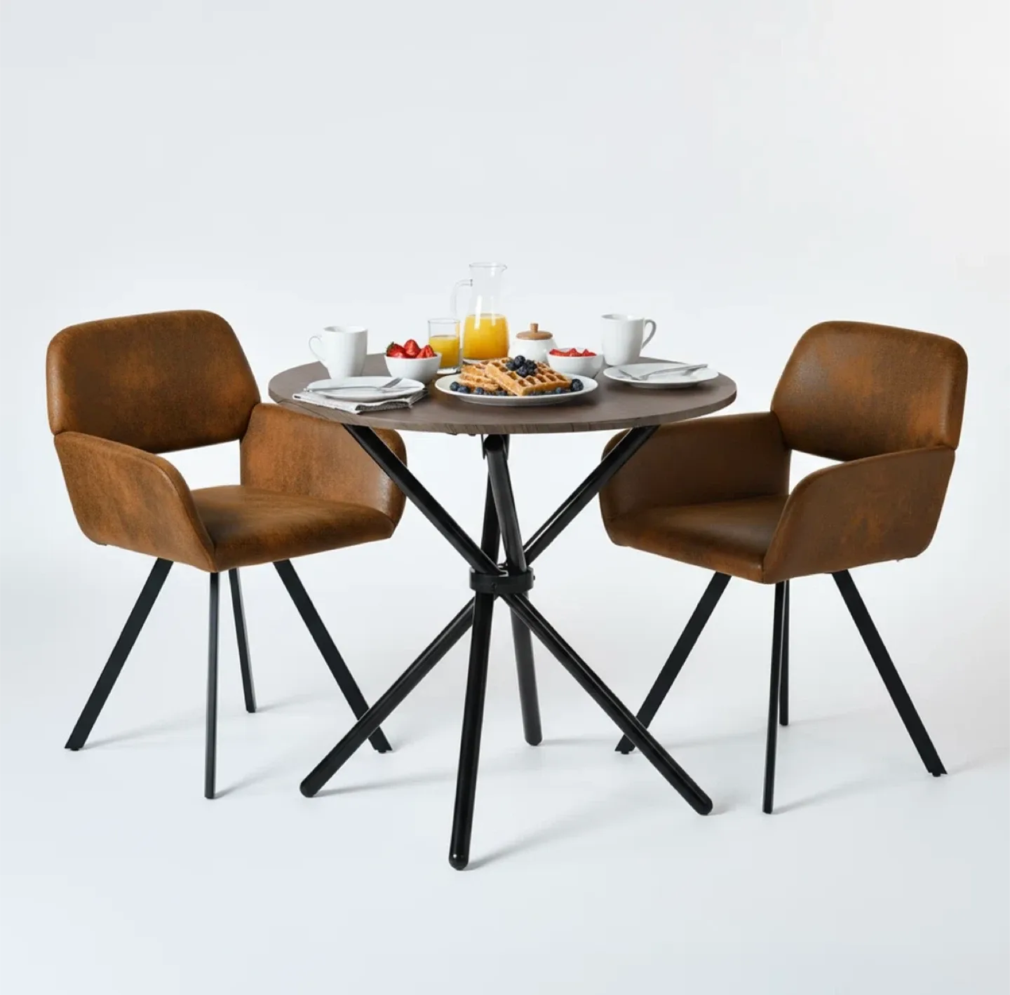 Dining Table Set with 2 Chairs - Brown