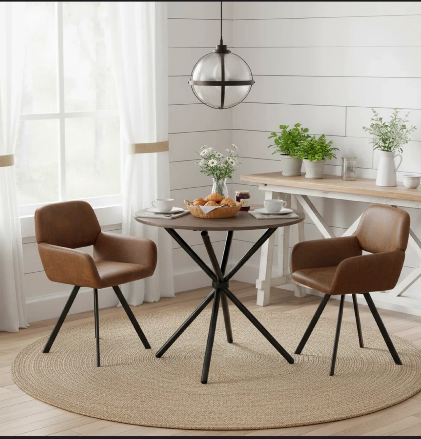 Dining Table Set with 2 Chairs - Brown - photo 2
