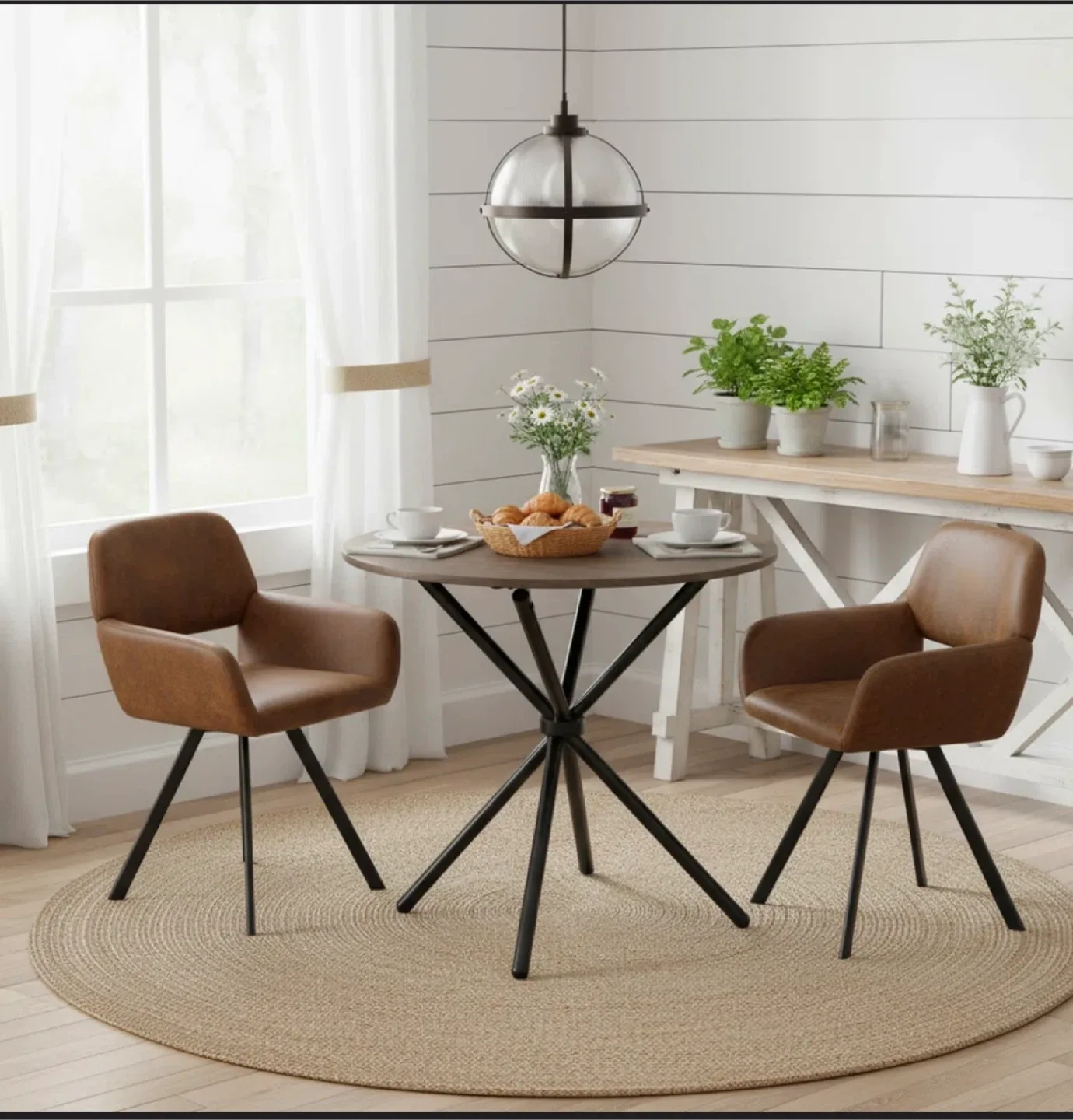 Dining Table Set with 2 Chairs - Brown image indicator(2)