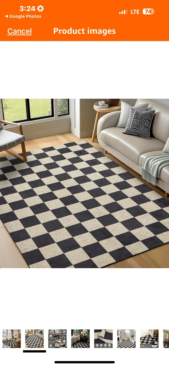 Black and Camel Checkerboard Rug - 8' x 10'