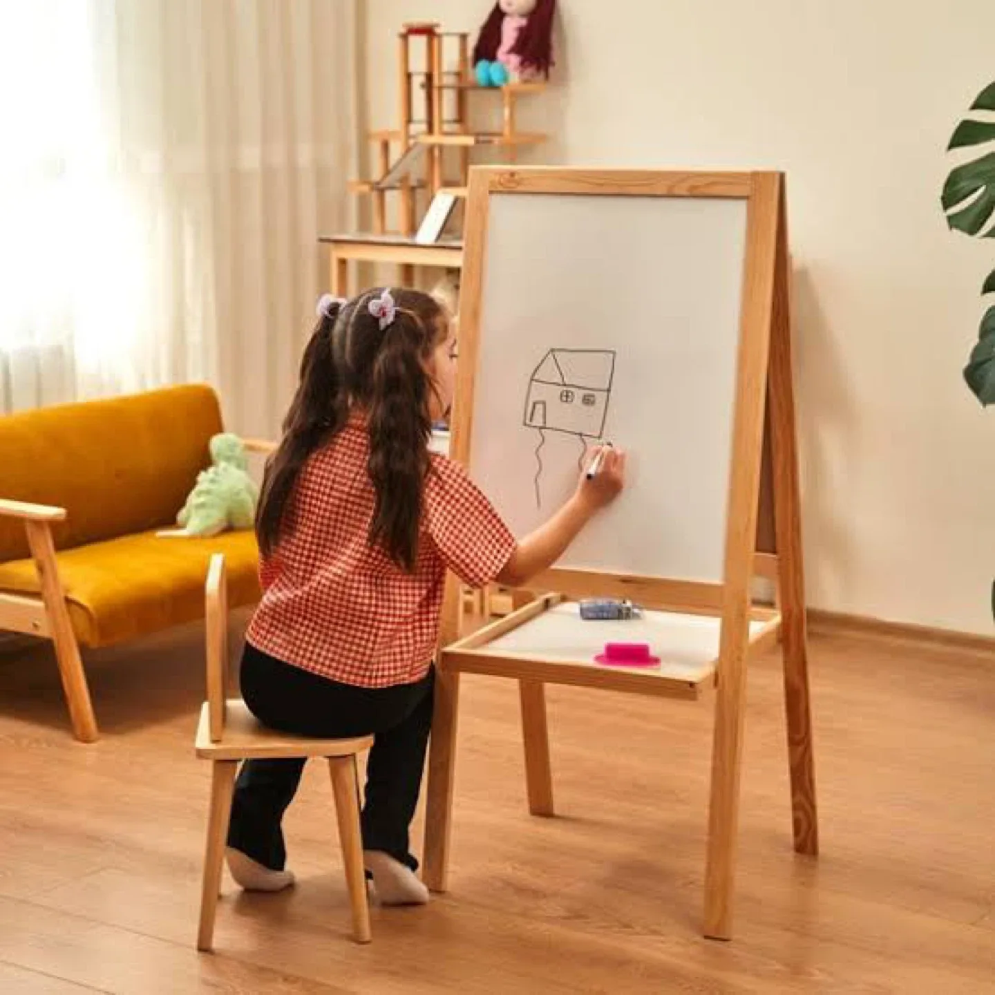 Marker/Chalk Drawing Art Stand Easel image indicator(9)