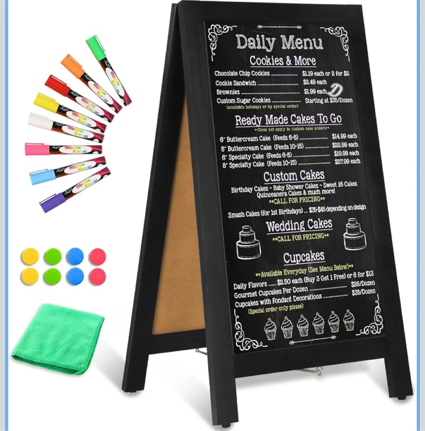 Drawing Black/White board Easel Stand image indicator(8)
