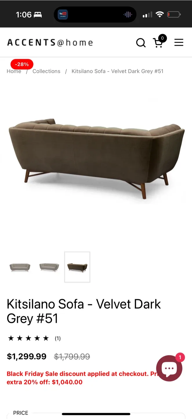 Kitsilano Sofa - Velvet Dark Grey #51 image indicator(5)
