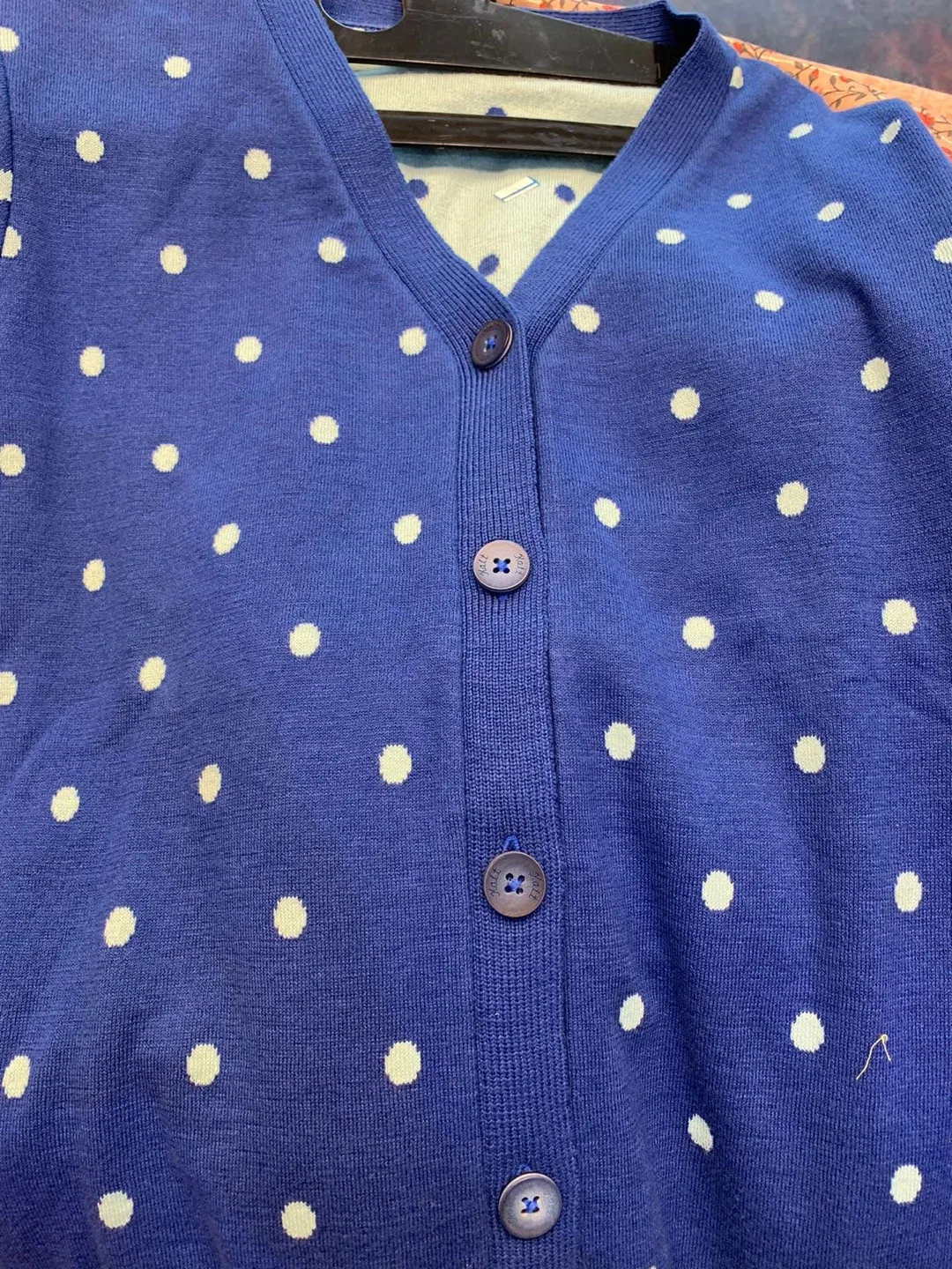 HOLT Renfrew Blue Polka Dot Cardigan