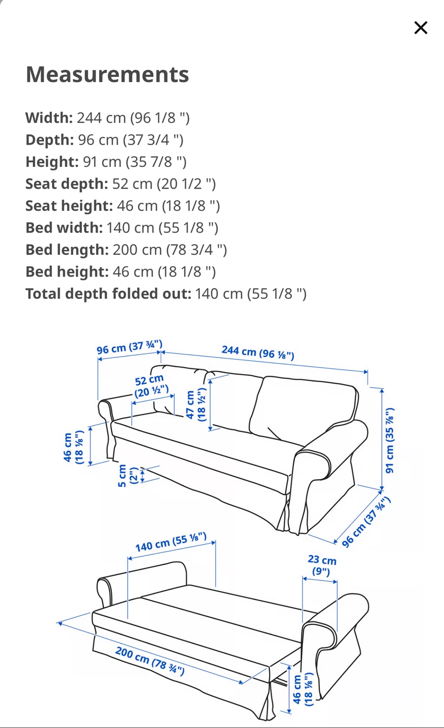 IKEA VRETSTORP Kilanda Dark Blue Sofa Bed - photo 4