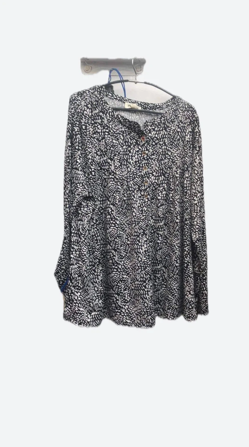 Blue Mood Black & White Blouse - Size 18