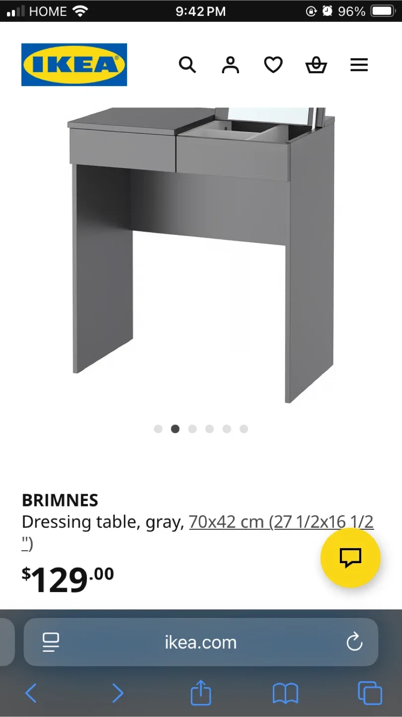 IKEA Brimnes Gray Dressing Table