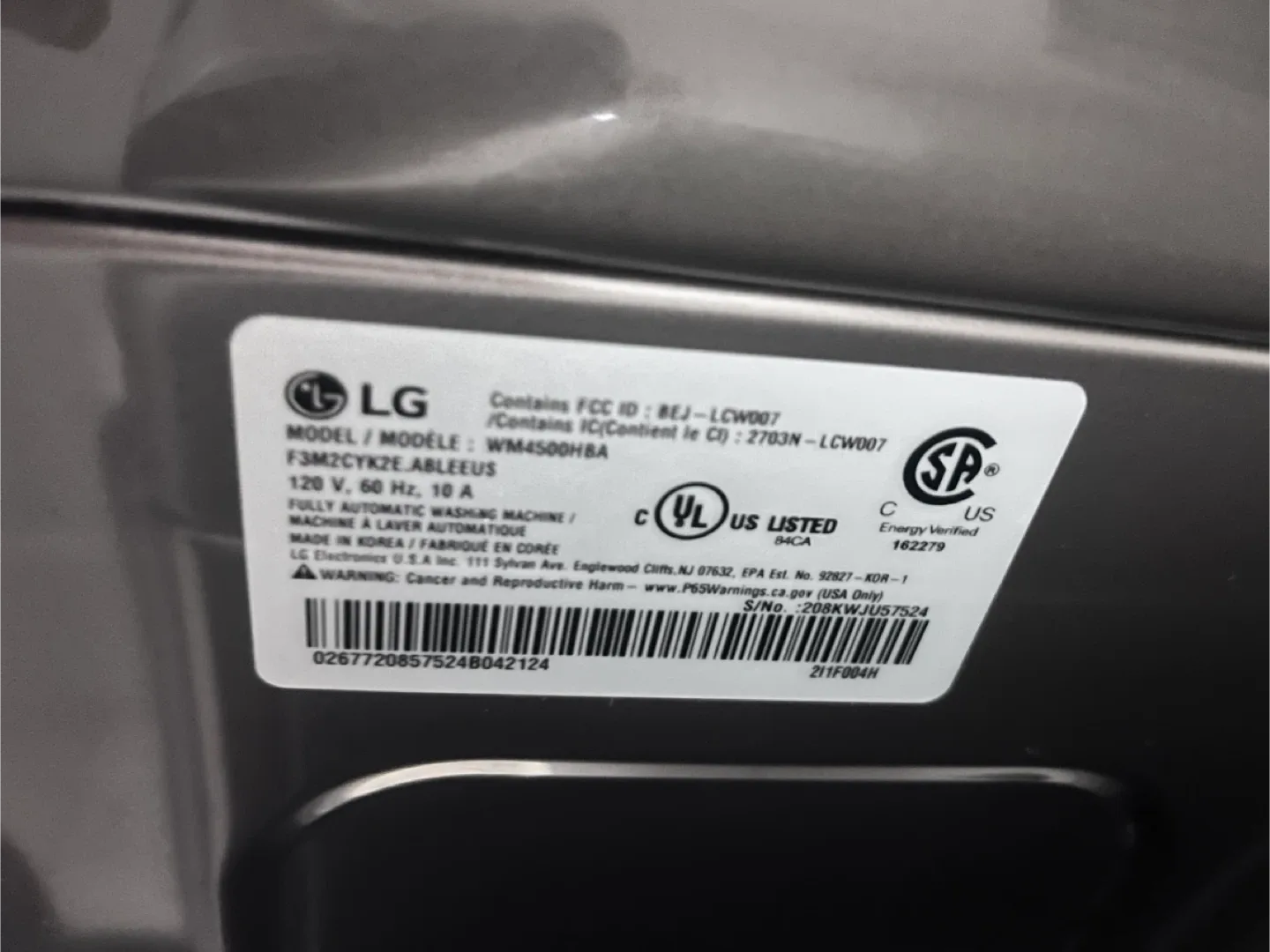 LG Thinq Washer - Model WM4500HBA image indicator(4)