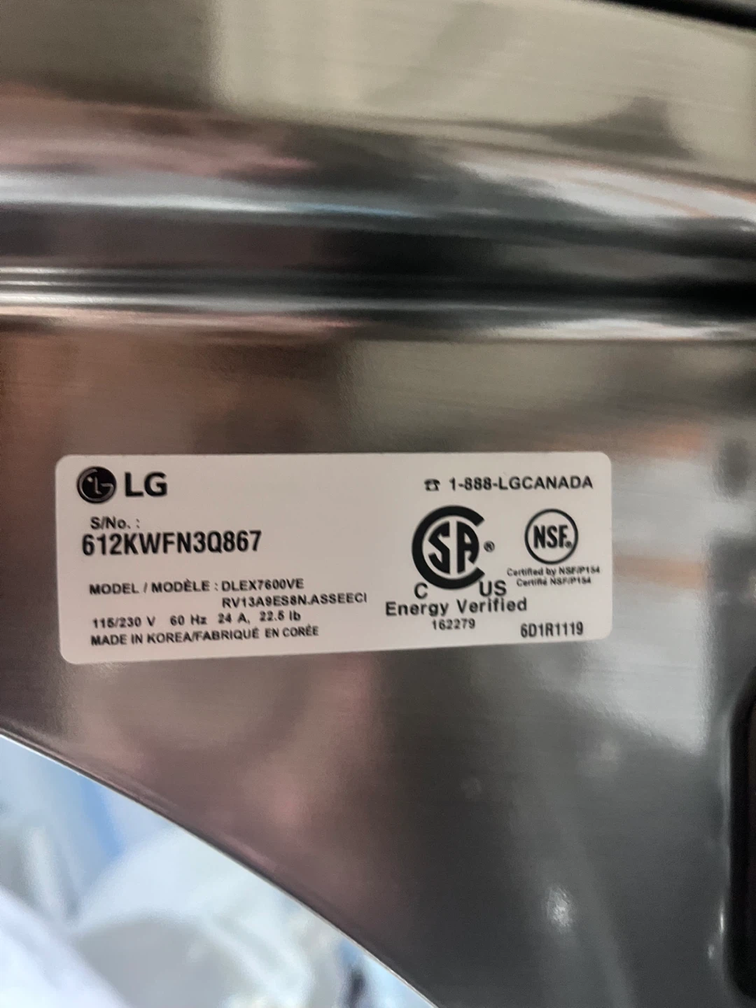 LG DLEX7600VE Dryer - photo 4
