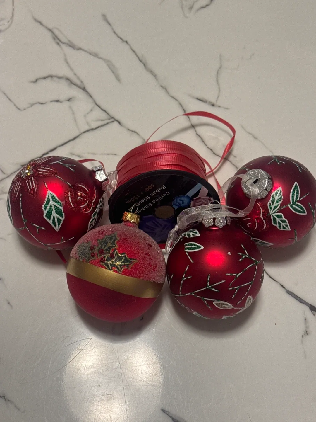 Christmas Ornaments - Set of 4, Red