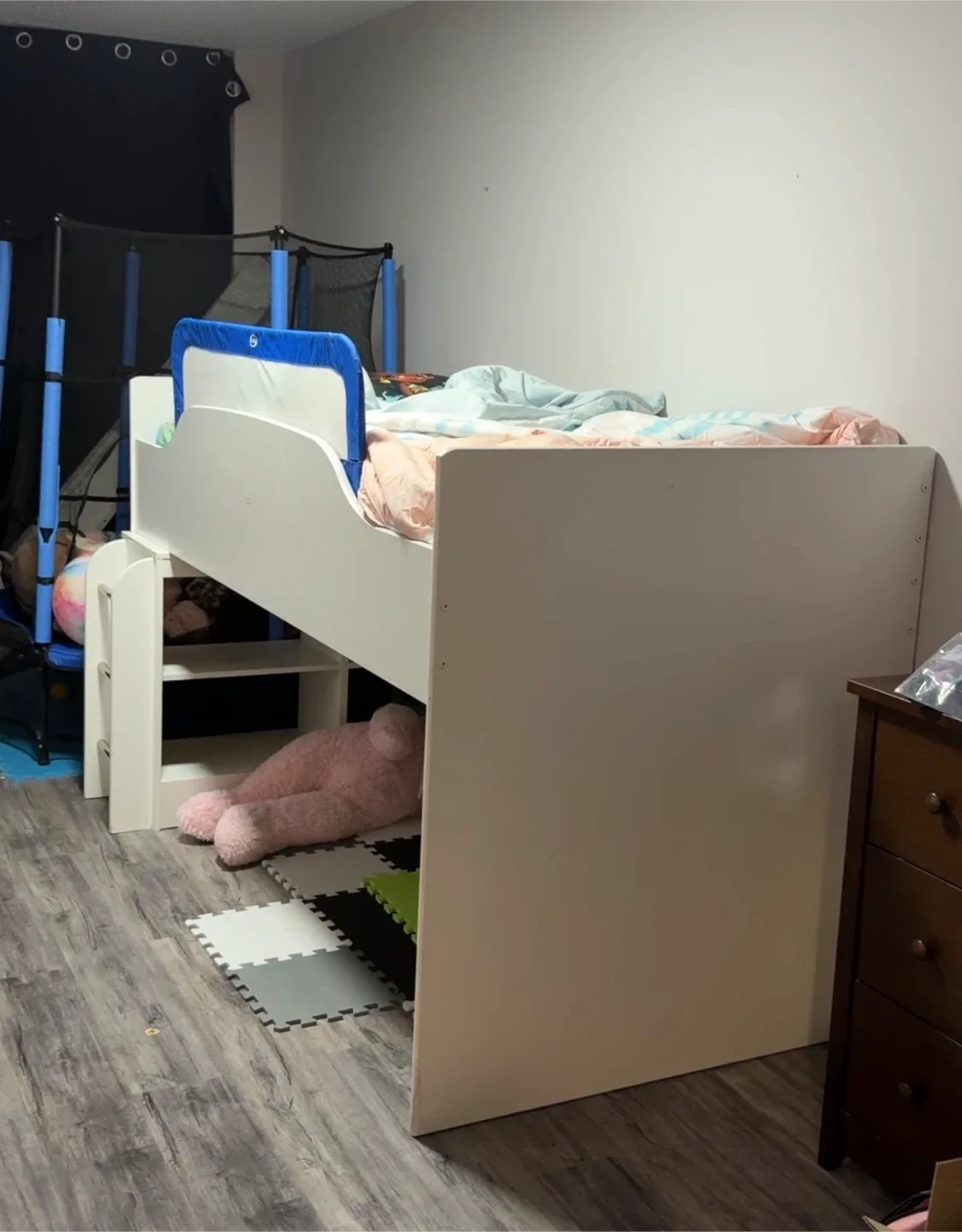 White Loft Bed with Storage