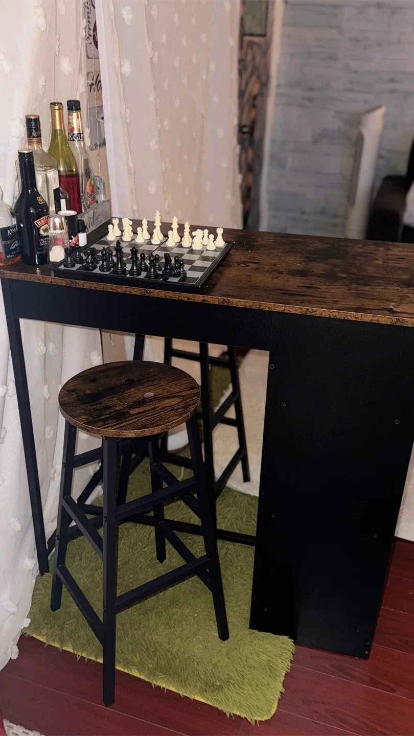 Pub Bar Table Set with 2 Stools image indicator(2)