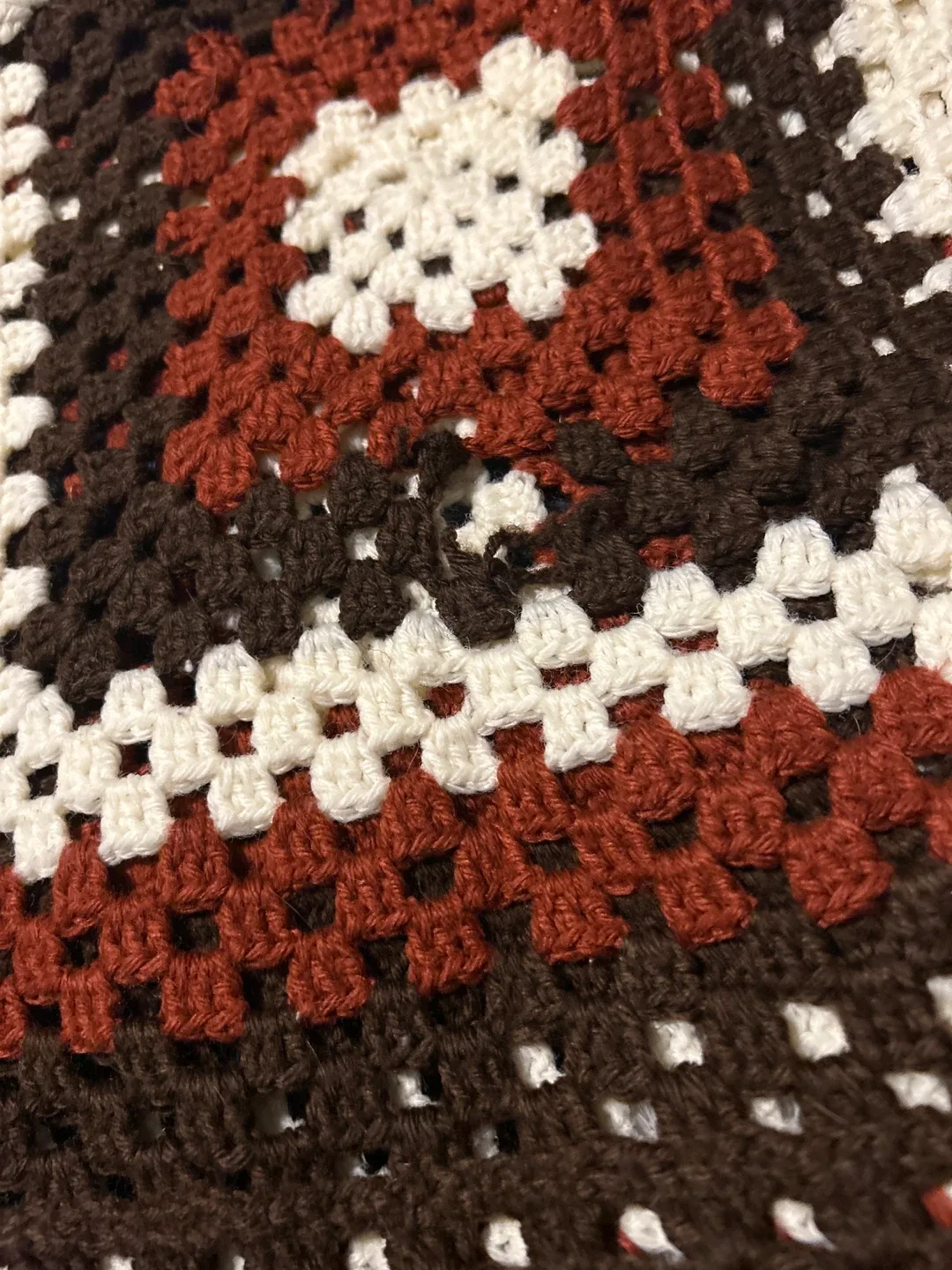 Handmade Crochet Blankets - Brown, Red, White image indicator(2)
