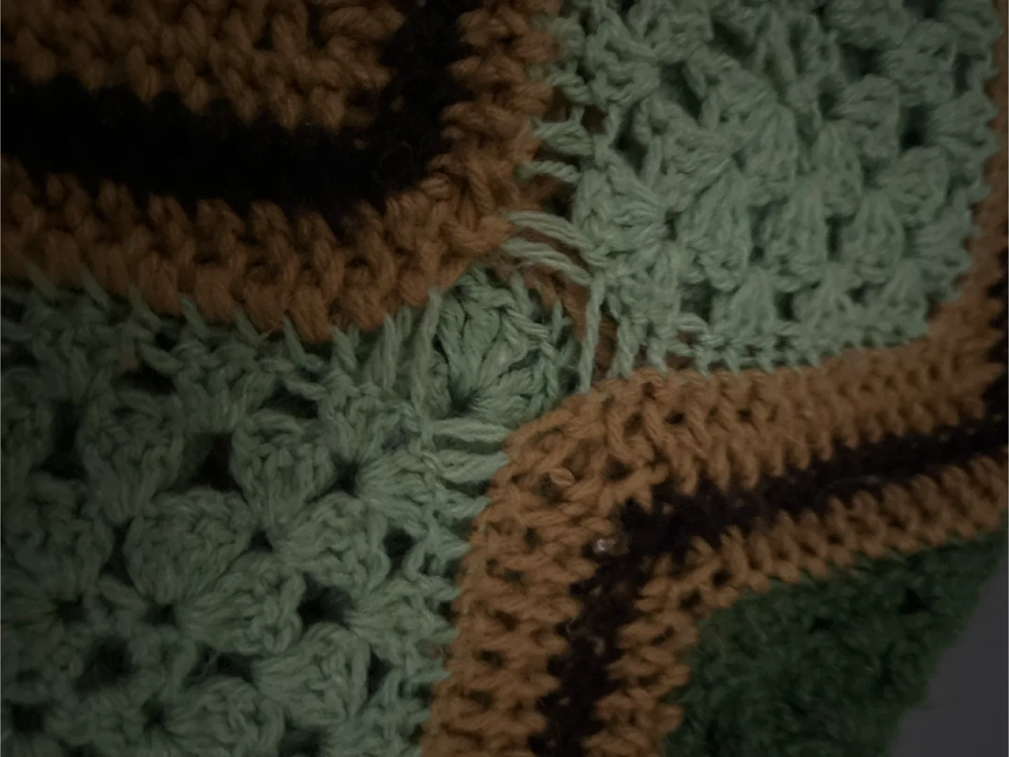 Handmade Crochet Blanket - Green, Brown image indicator(2)