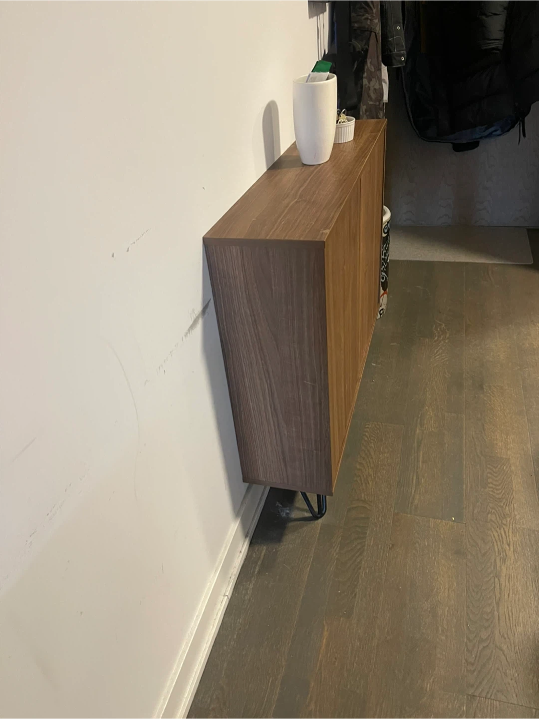 Slim Modern Entryway Cabinet – Walnut Finish - photo 2