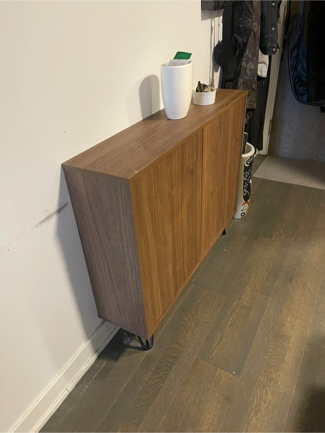 Slim Modern Entryway Cabinet – Walnut Finish - photo 3
