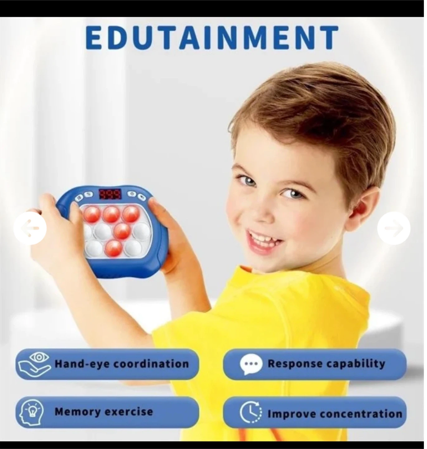 Pop Game Fidget Toy, 6 Modes LED, Kids Blue - photo 3