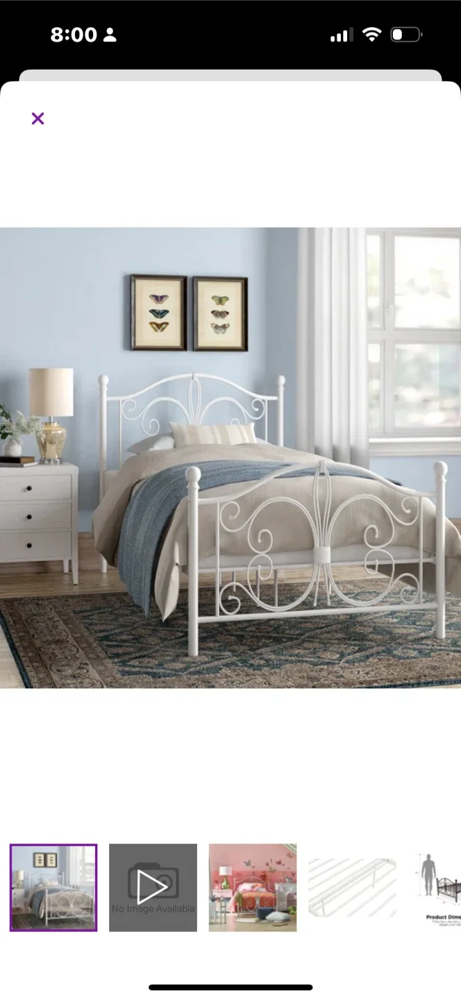 White Metal Bed Frame (Full Size)