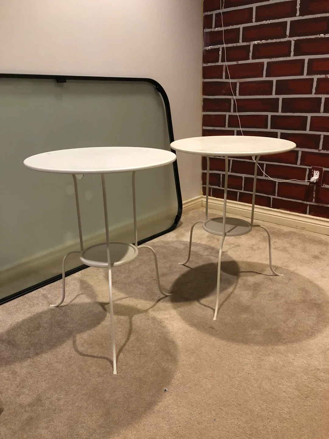 White Accent Tables ikea- Set of 2. Size R 50cm  H 65cm